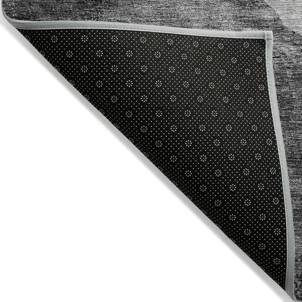 8' X 10' Gray Charcoal And Silver Abstract Washable Indoor Outdoor Area Rug