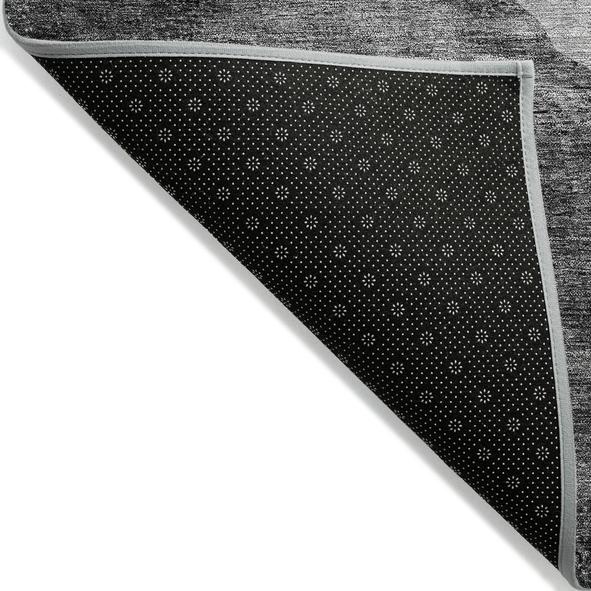8' X 10' Gray Charcoal And Silver Abstract Washable Indoor Outdoor Area Rug