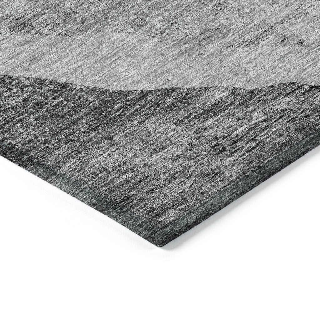 8' X 10' Gray Charcoal And Silver Abstract Washable Indoor Outdoor Area Rug