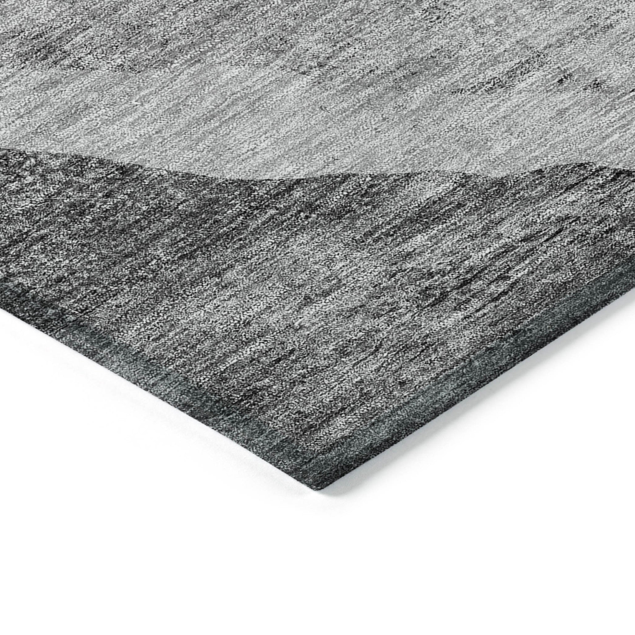 8' X 10' Gray Charcoal And Silver Abstract Washable Indoor Outdoor Area Rug