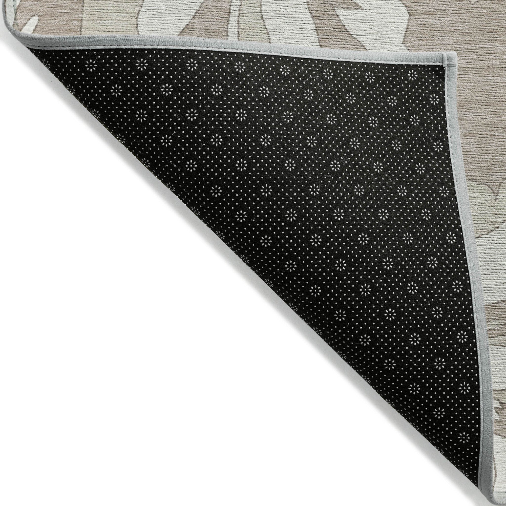 8' X 10' Taupe Beige And Ivory Floral Washable Indoor Outdoor Area Rug