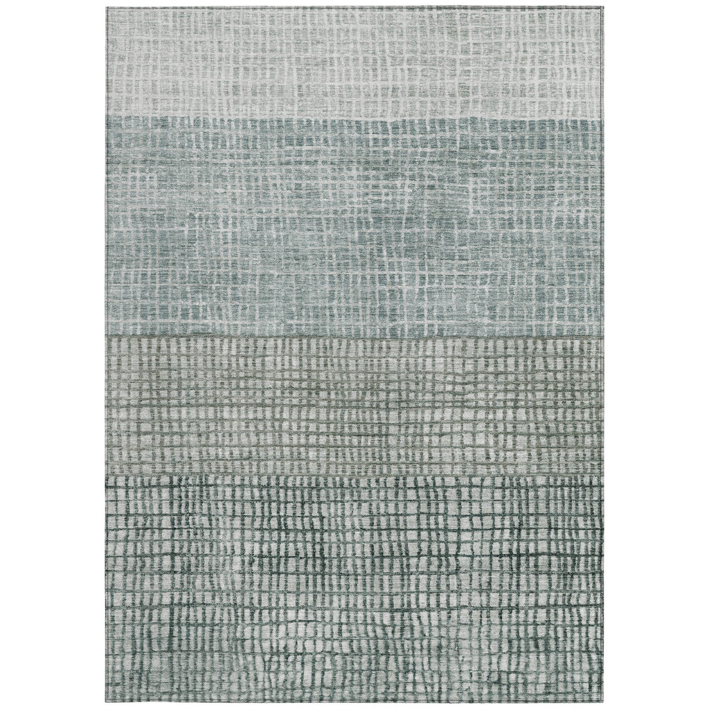 8' X 10' Aqua And Gray Geometric Washable Indoor Outdoor Area Rug