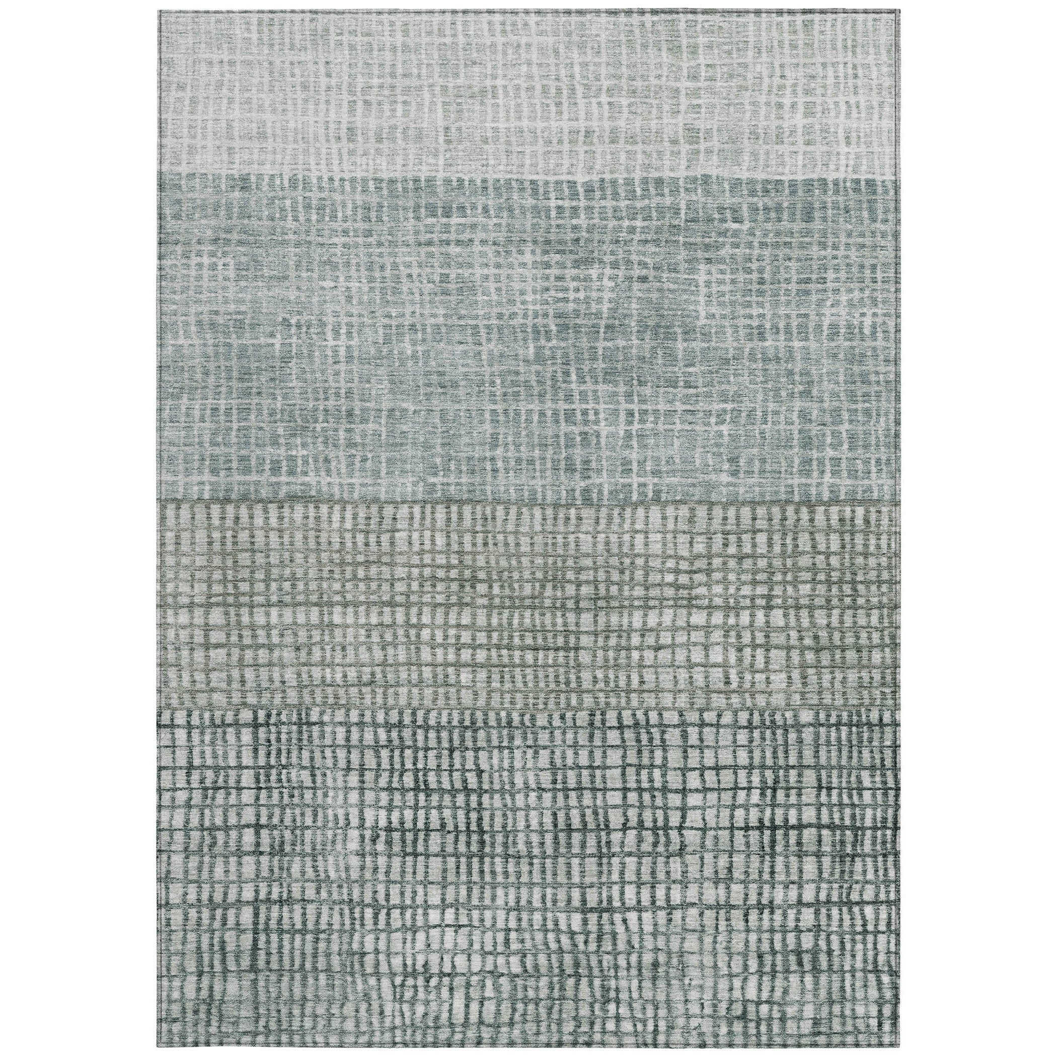 8' X 10' Aqua And Gray Geometric Washable Indoor Outdoor Area Rug