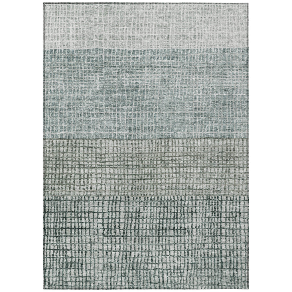 8' X 10' Aqua And Gray Geometric Washable Indoor Outdoor Area Rug