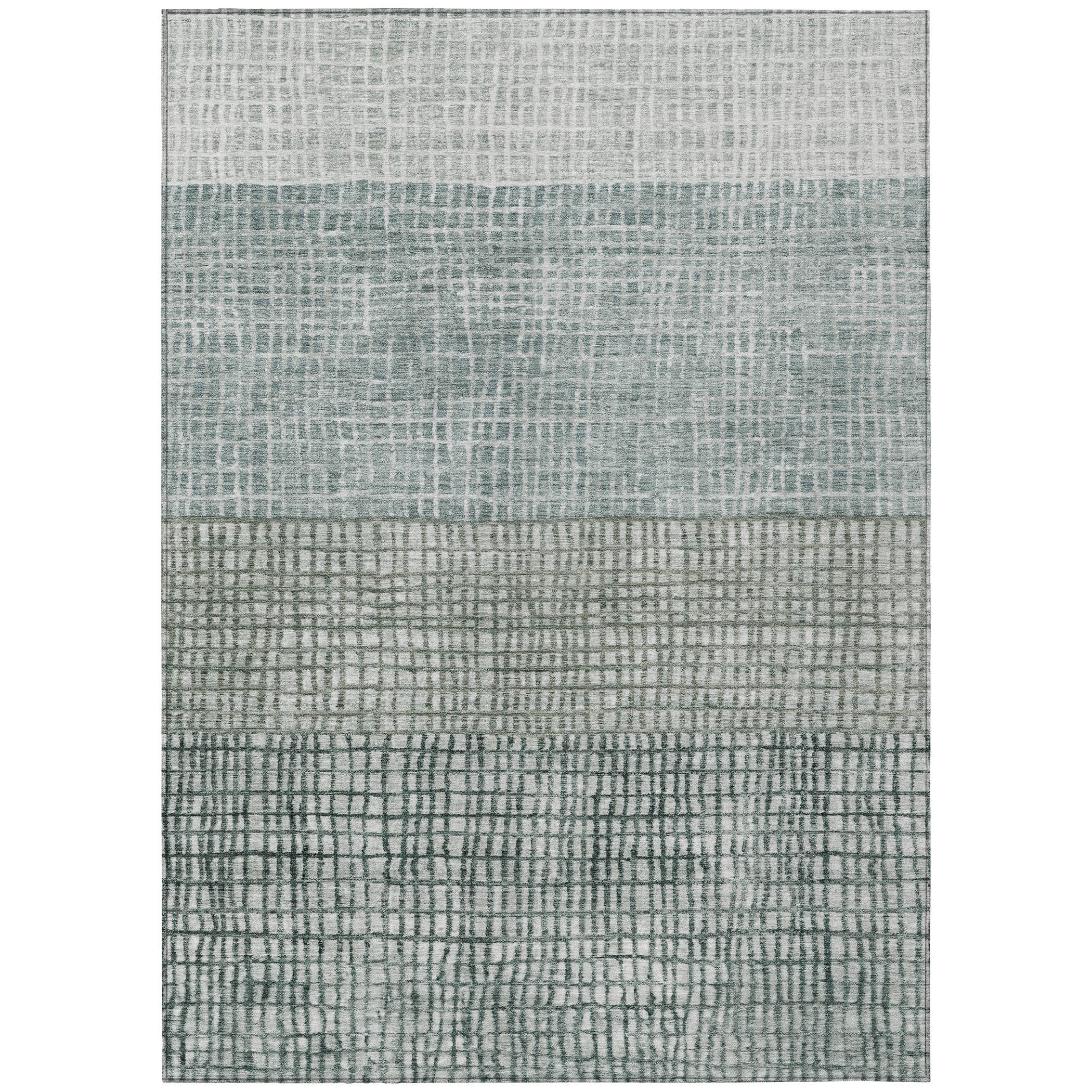 8' X 10' Aqua And Gray Geometric Washable Indoor Outdoor Area Rug