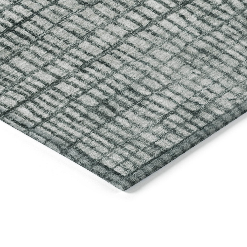 8' X 10' Aqua And Gray Geometric Washable Indoor Outdoor Area Rug
