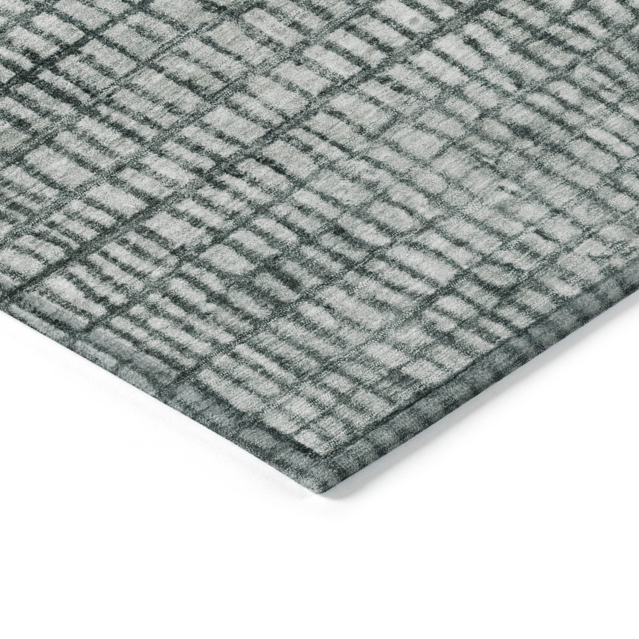 8' X 10' Aqua And Gray Geometric Washable Indoor Outdoor Area Rug