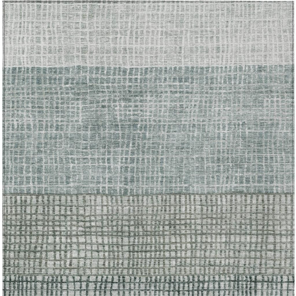 8' X 10' Aqua And Gray Geometric Washable Indoor Outdoor Area Rug