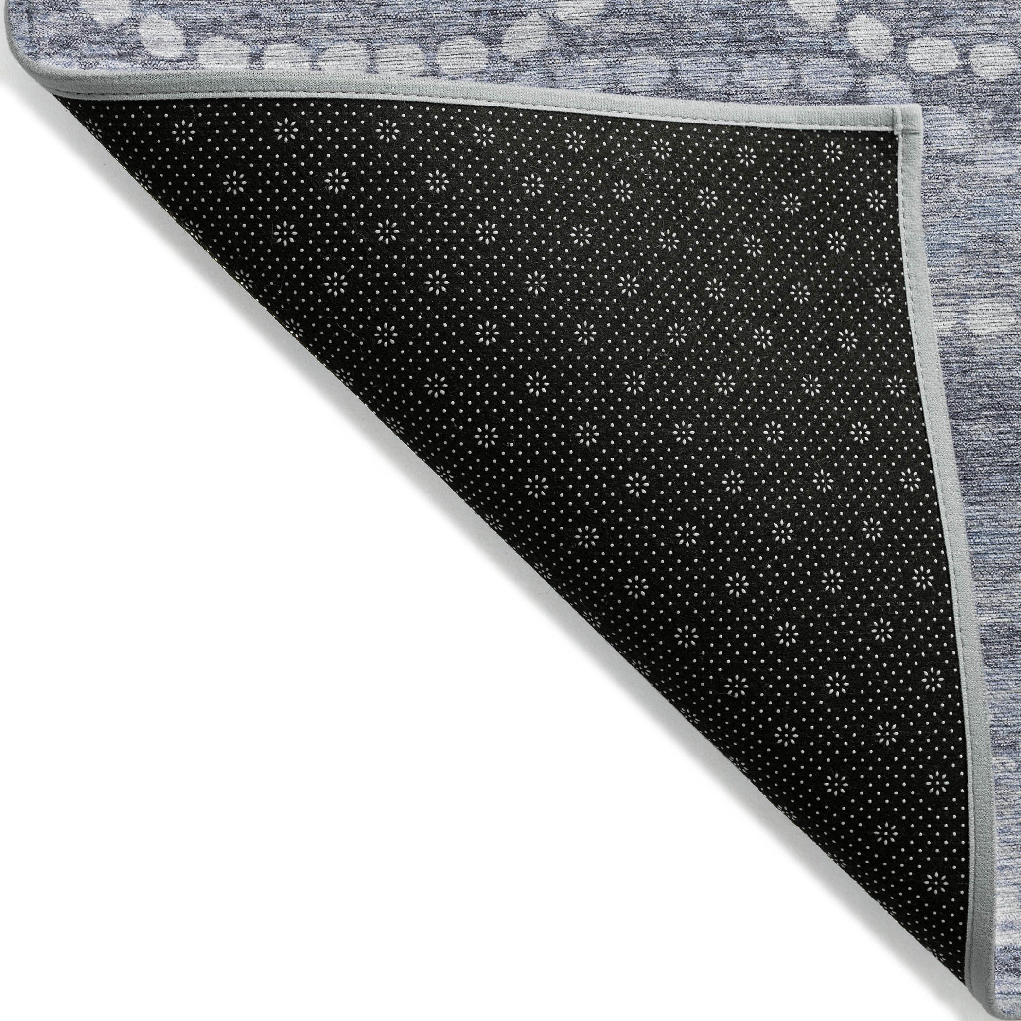 8' Blue And Ivory Round Ogee Washable Indoor Outdoor Area Rug