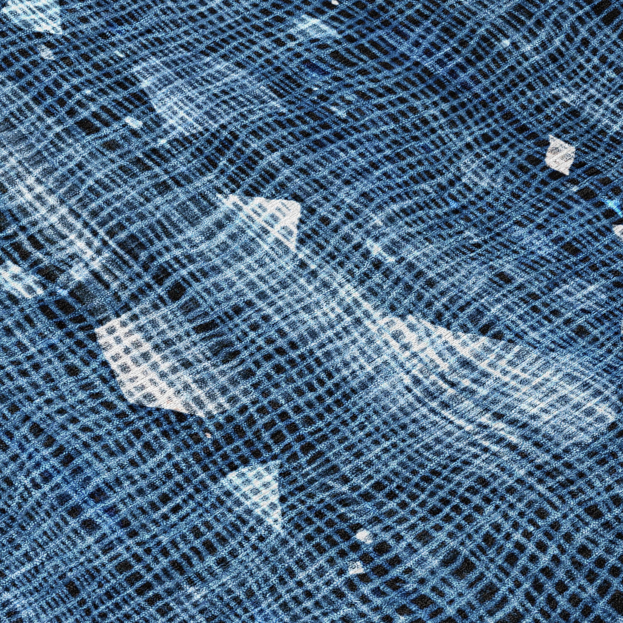 8' X 10' Blue And Ivory Abstract Washable Indoor Outdoor Area Rug