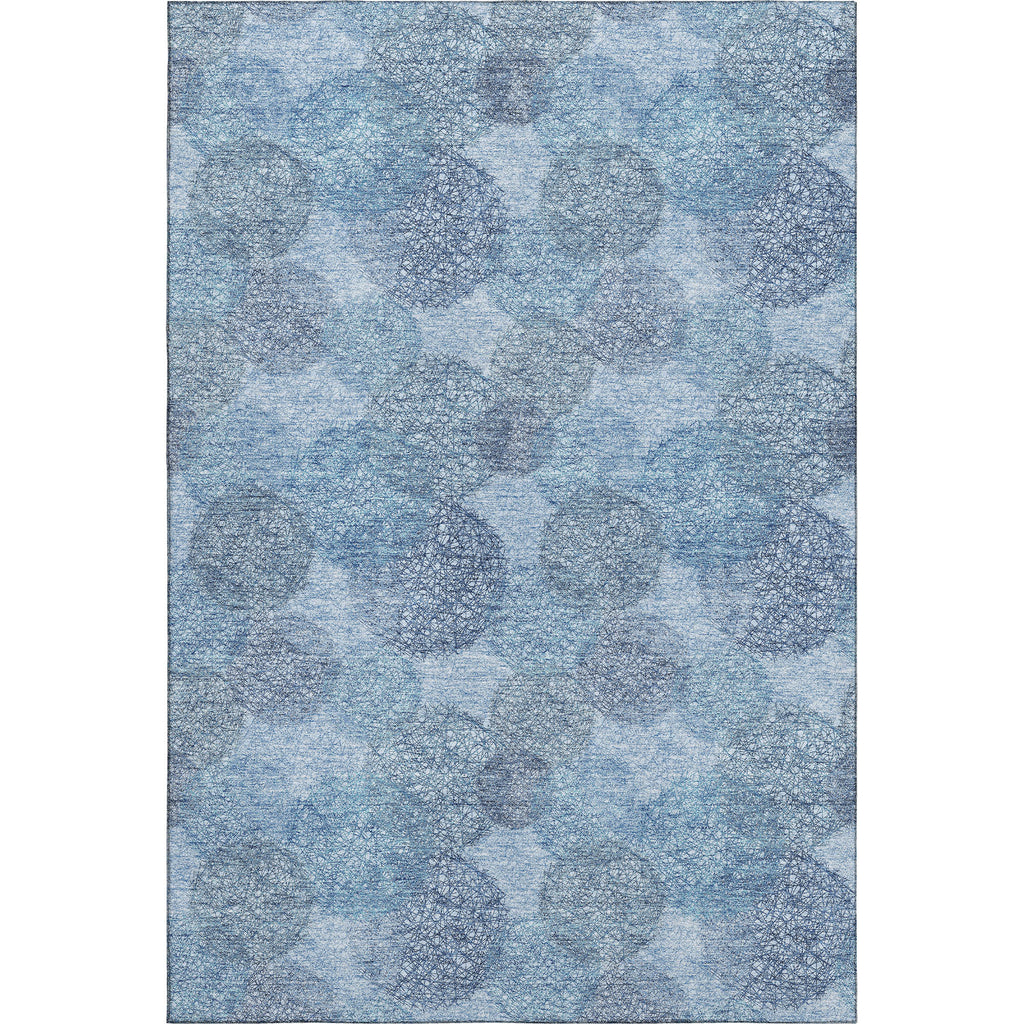 9' X 12' Denim Blue And Sky Blue Abstract Washable Area Rug With UV Protection