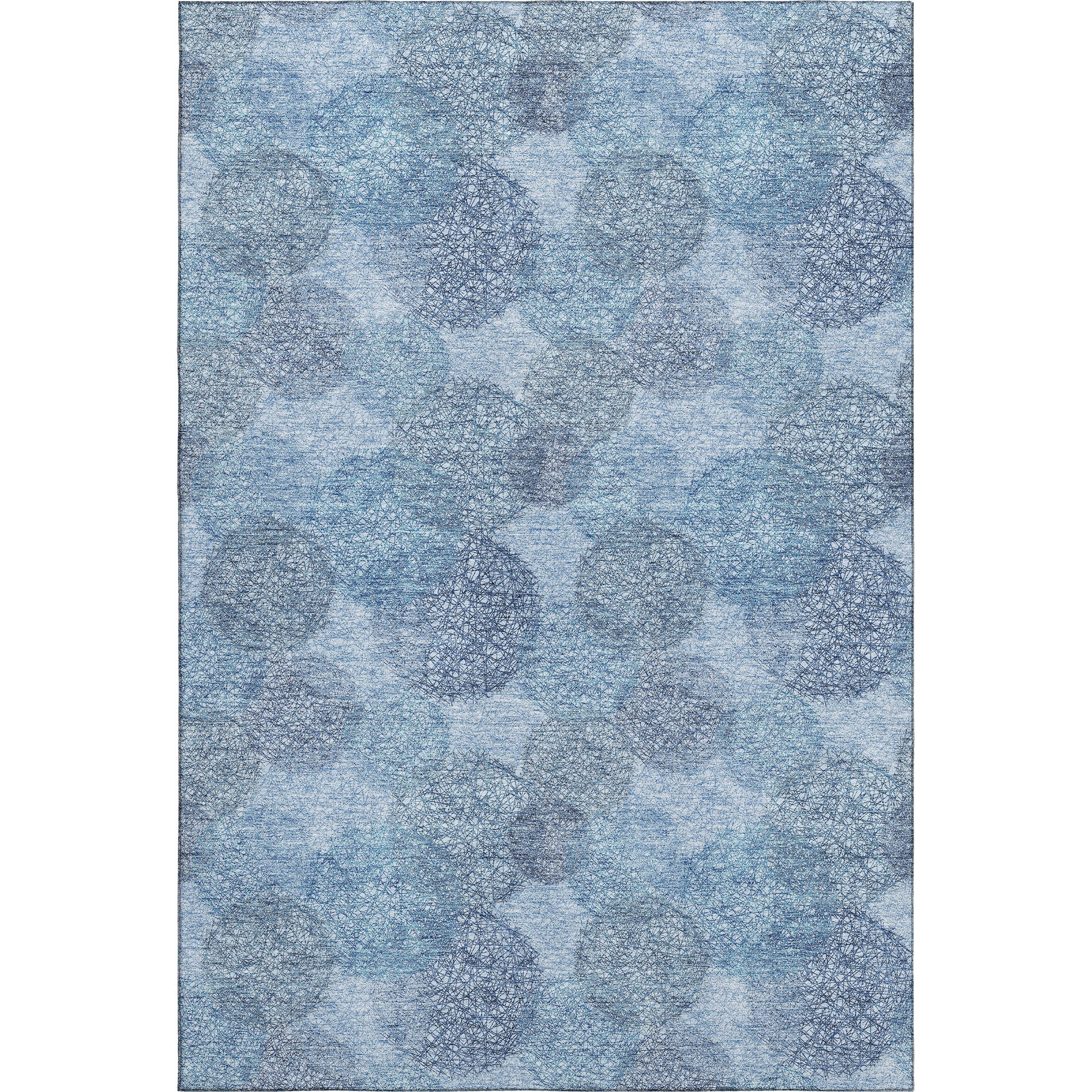 9' X 12' Denim Blue And Sky Blue Abstract Washable Area Rug With UV Protection