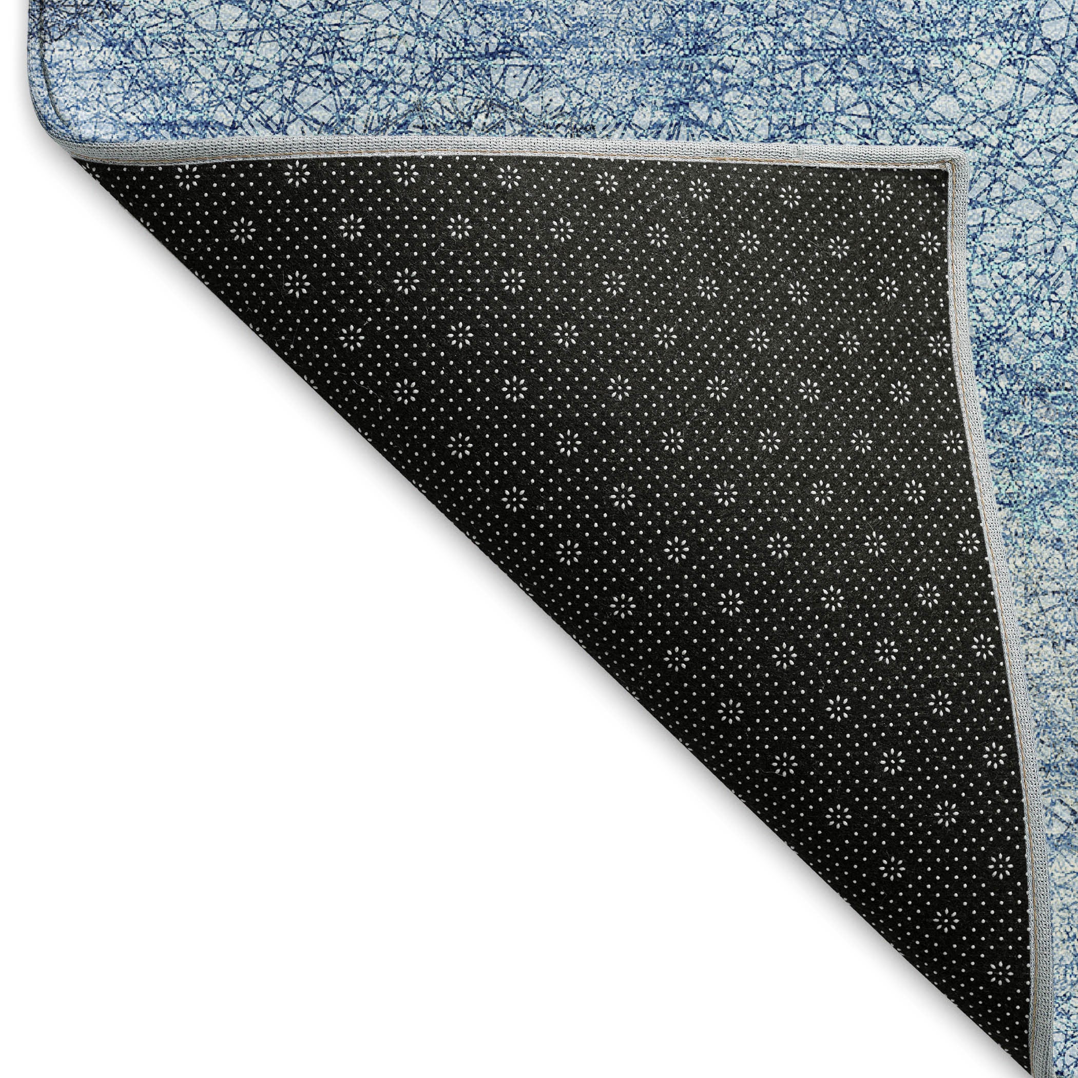 9' X 12' Denim Blue And Sky Blue Abstract Washable Area Rug With UV Protection