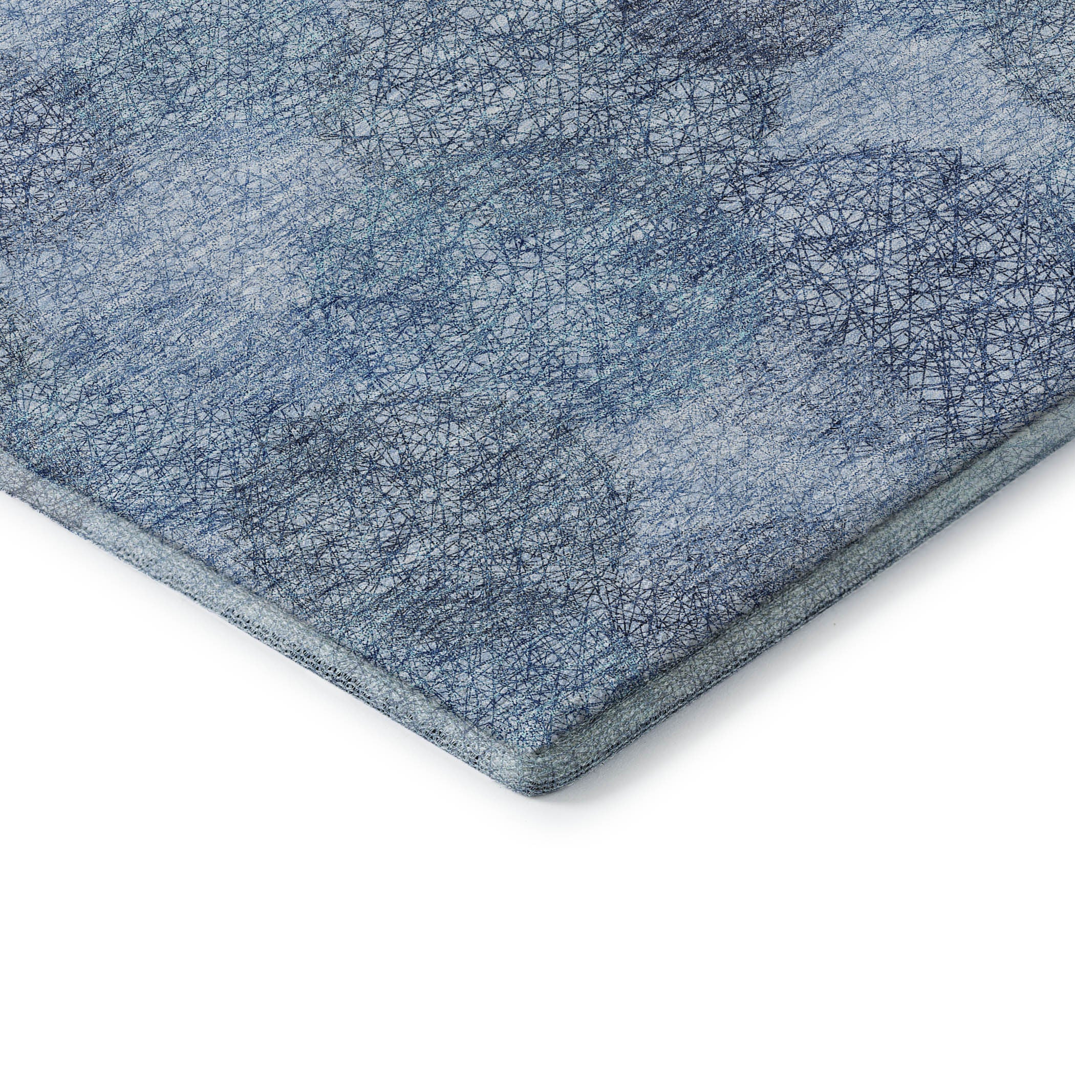 9' X 12' Denim Blue And Sky Blue Abstract Washable Area Rug With UV Protection