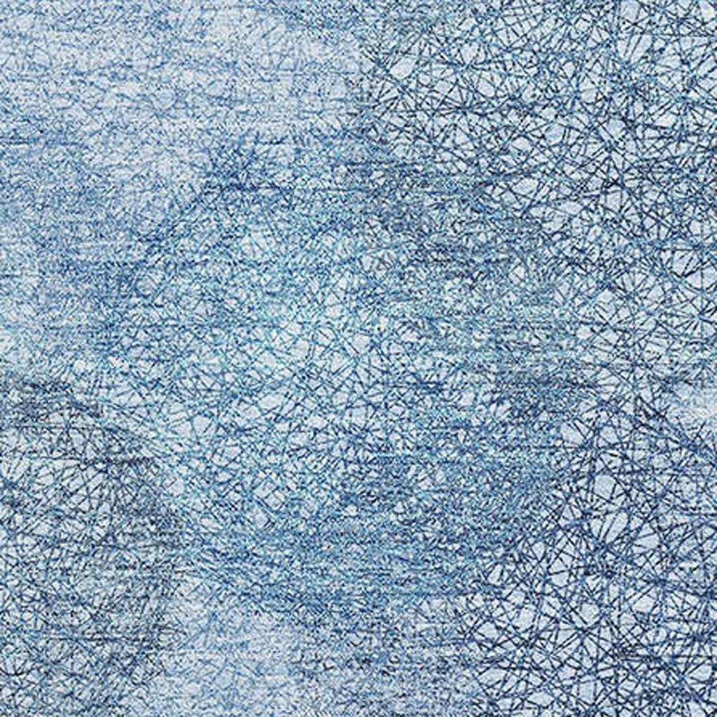 9' X 12' Denim Blue And Sky Blue Abstract Washable Area Rug With UV Protection